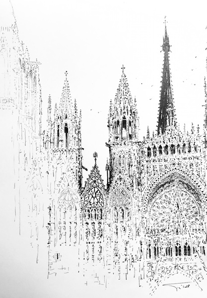 La cathédrale de Rouen et la brume 30x42cm 2018 Vendu-Sold