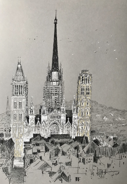 La cathédrale de Rouen élévation 30x42cm 2018 Vendu-Sold