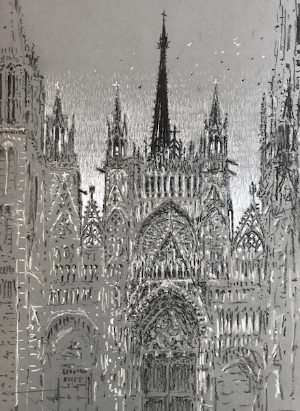 La cathédrale de Rouen au matin (2) 30x42cm 2019