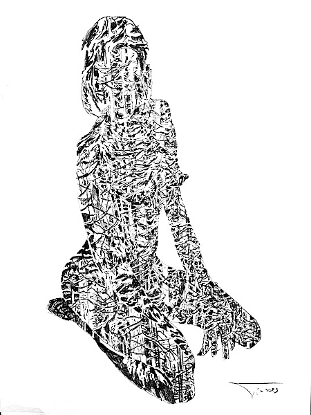 Femme-végétale 1 Crayon gras sur papier 2023 Finet François-Edouard Art dessin drawing nude nudesketch zeichnung artcontemporrain contemporaryart artwork zeitgenössischekunst forest nature