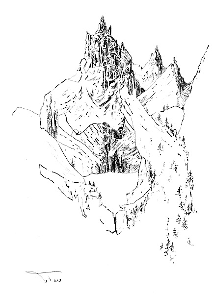 Femme montagne 30x42cm Crayon gras sur papier 2023 Nu dessin nudedrawing artwork zeichnung artcontemporain contemporaryart art for sale