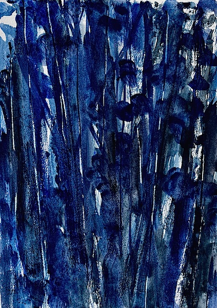 Jungle bleue 30x42cm Aquarelle sur papier François Edouard Finet art watercolor kunst jungle zeitgenössischekunst forest artcontemporain contemporaryart beauté beauty french artist