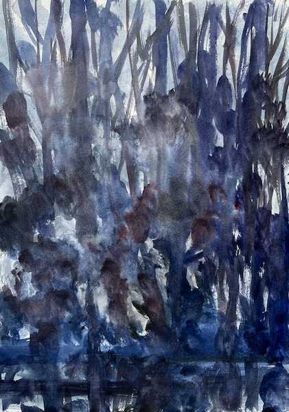 Jungle bleue pourpre 30x42cm Aquarelle sur papier François Edouard Finet art watercolor kunst jungle zeitgenössischekunst forest artcontemporain contemporaryart beauté beauty french artist