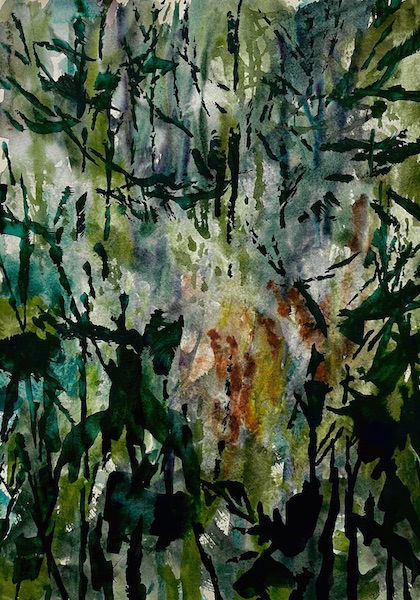 La forêt qui danse 30x42cm Aquarelle sur papier François Edouard Finet art watercolor kunst forêt forest artcontemporain contemporaryart beauté beauty french artist art for sale